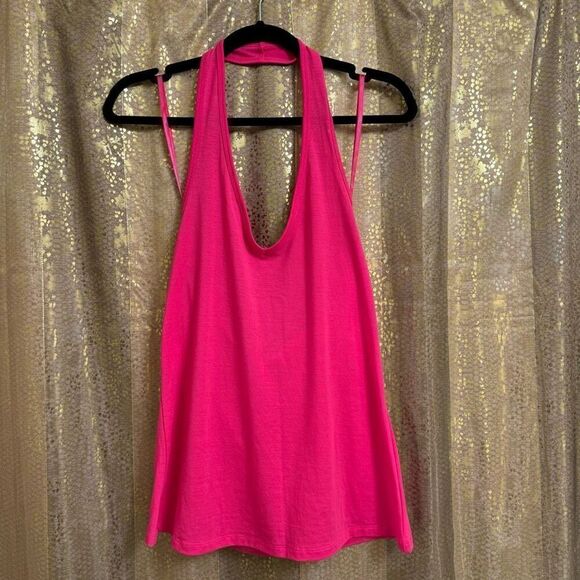 Torrid Hot Pink Glo Neon Halter Top 00 Medium 10 NWOT - Picture 1 of 7